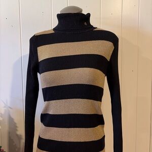 Ralph Lauren Striped Black and Gold Turtleneck Sweater